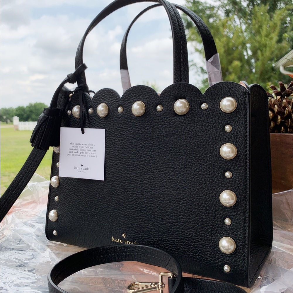 Kate Spade Purse Black Pearl Crossbody Tassel - Picture 2 of 8